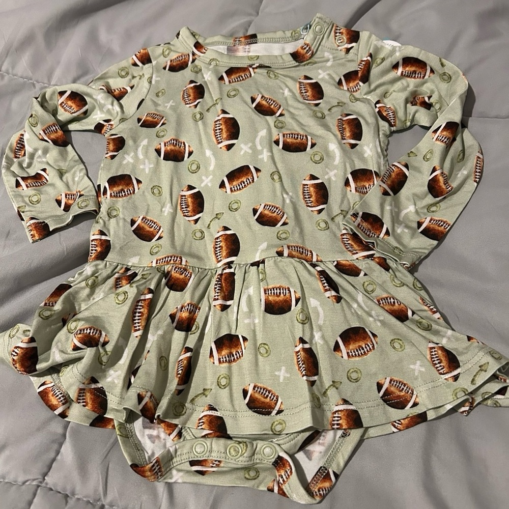 Football Print Baby bodysuit twirl Dress